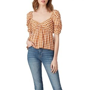 Rust orange gingham top